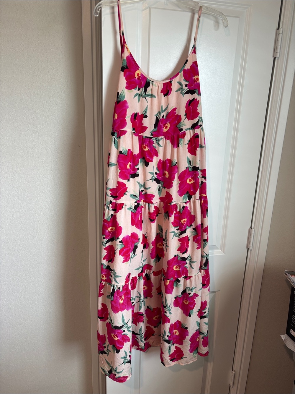 TCEC Pink Floral Tiered Maxi Dress